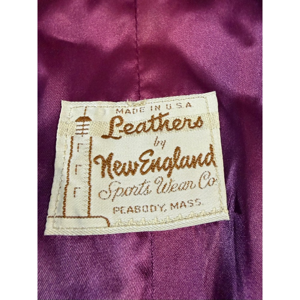 Unisex? Leathers by New England Blue Leather Blazer Jacket Gold Crest Buttons 38 - Picture 3 of 15